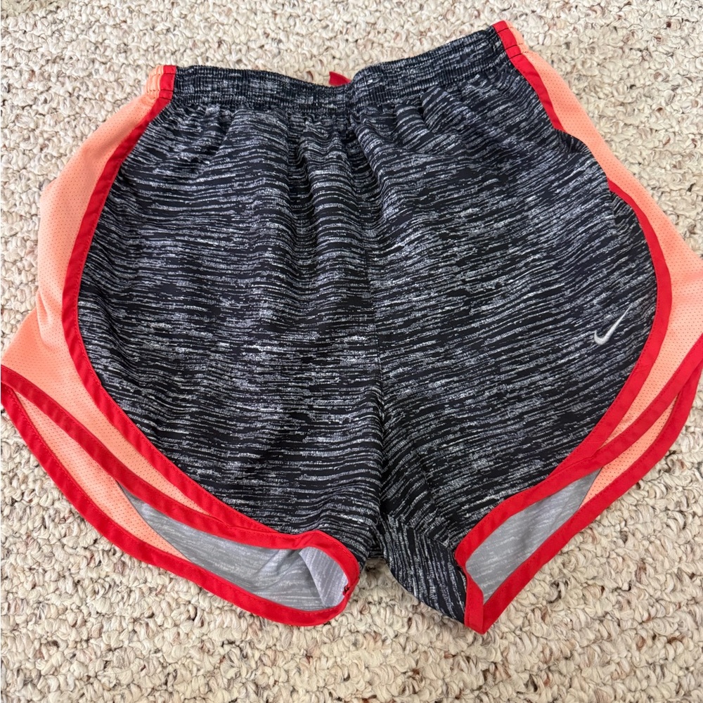 Nike Women's Gray and Red Athletic Shorts with built in underwear